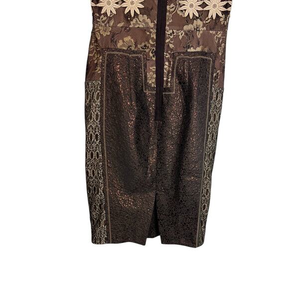 Beguile Byron Lars Lace Sheath Dress Size 2P Marguerite Carissima Floral Brown - Picture 6 of 10